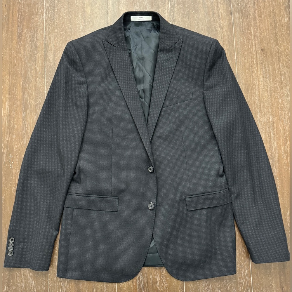 Corneliani CC Collection Black/Gray Check Peak Lapel Wool Blazer EU 50 US 40R